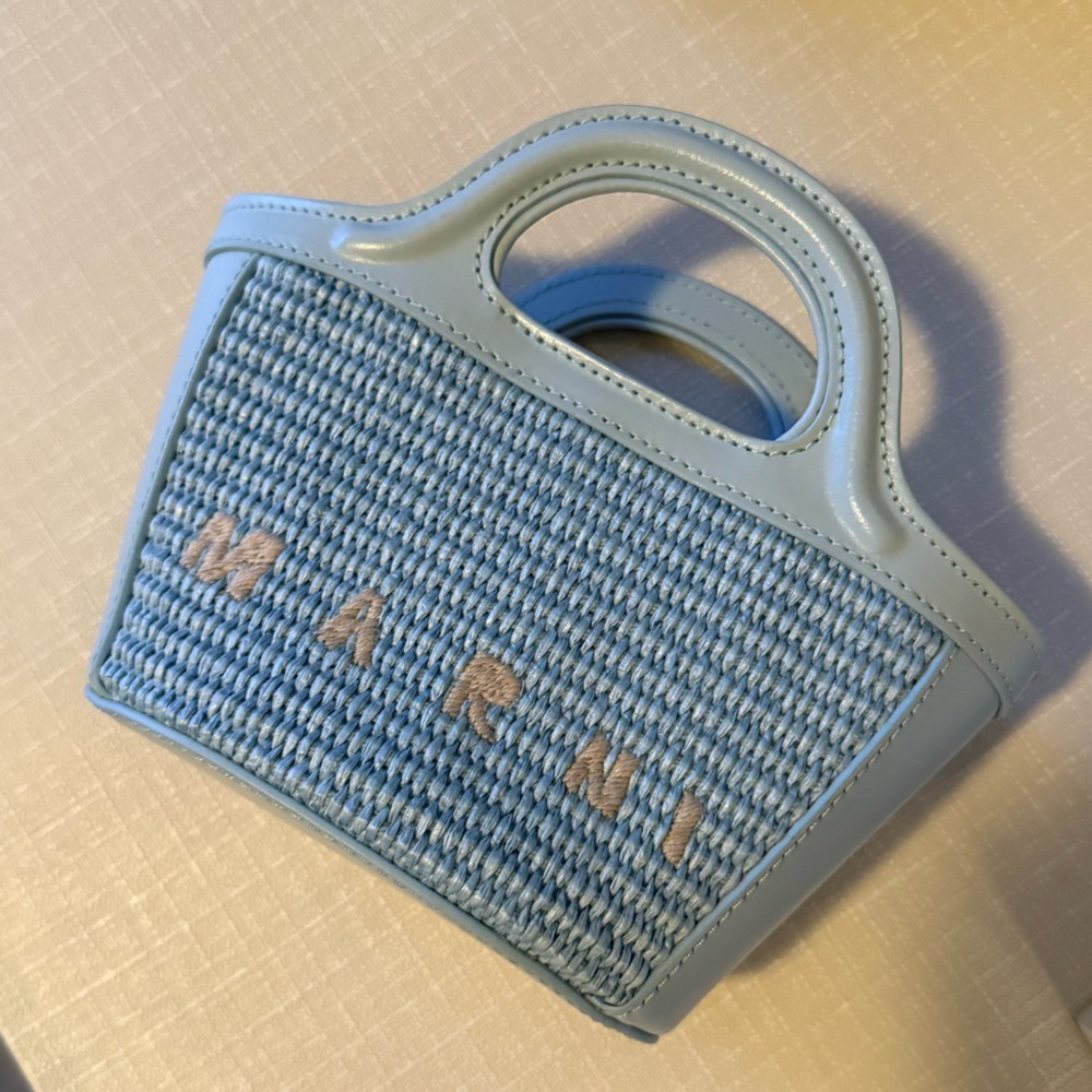 Marni Light Blue and Cream Handbag